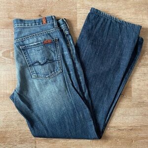 7 for all mankind Mens straight leg relaxed fit Blue Jeans button fly size 33